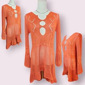 Elegant Orange V-Neck Women's Sweater